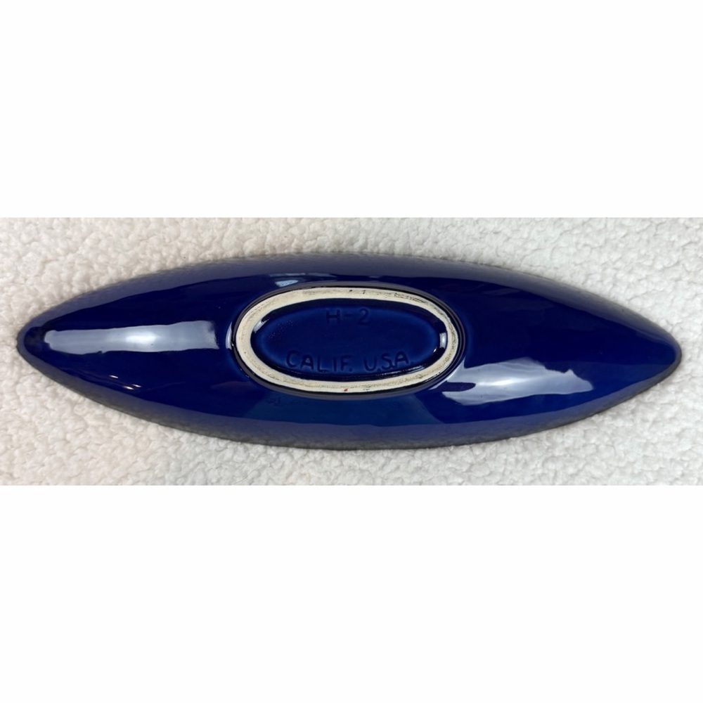 Elegant Cobalt Blue Boat-Shape Decorative Bowl - Picture 6 of 11